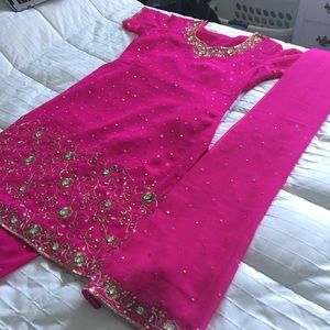 New Magenta&Gold Indian Punjabi Salwar Kameez